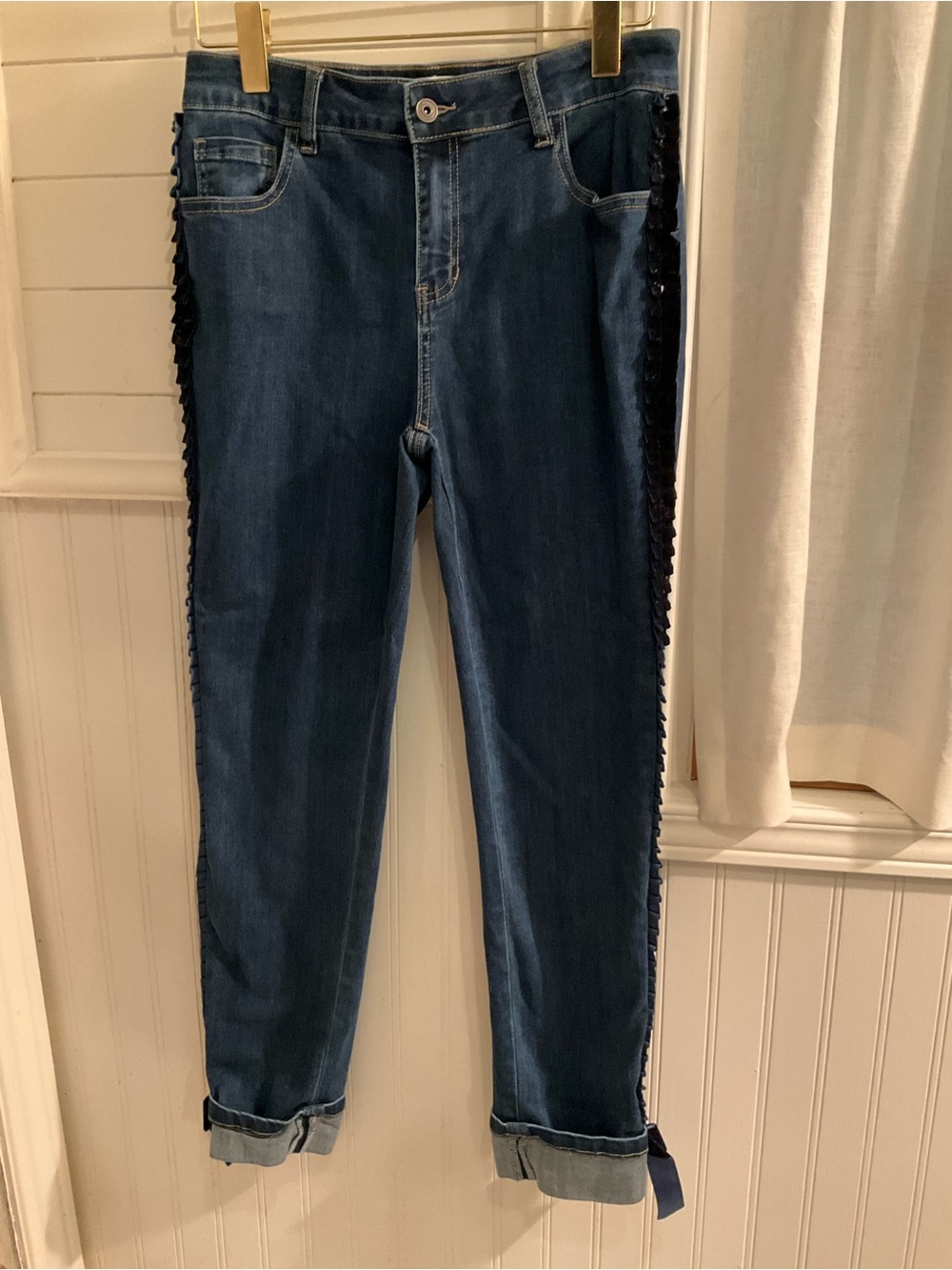 CHARLIE B Dark Blue Boyfriend Jeans with Blue Side Trim